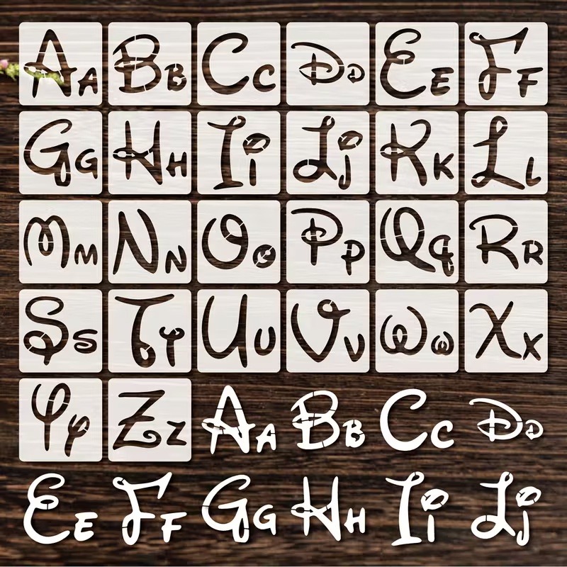 Photography Font - 26PCS 2.95x2.95 inch Alphabet Stencil Set