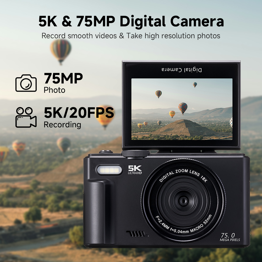 75MP Digital Camera 180° Flip  - Photography Nature Images recension och pris